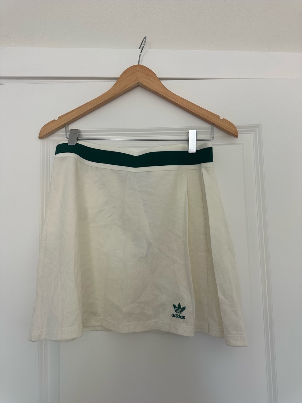 adidas Cream Skater Skirt with Dark Green Waistband